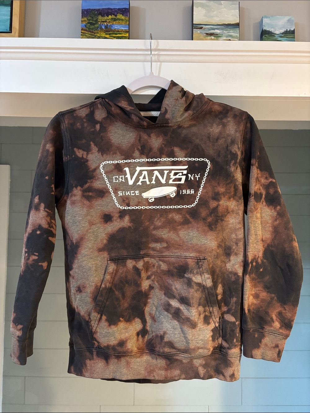 Vans Brown & Black Tie-Dye Hoodie with White‎ Logo